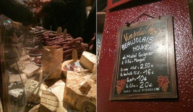 <strong>パリところどころ 002 ボジョレー・ヌーボー</strong> 夕方には行列ができていた屋台。フォアグラ入りのソシソンを購入。