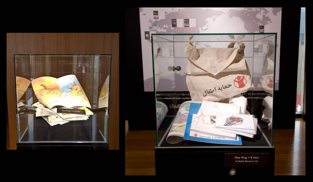 <strong>BVLGARI｜ブルガリ　Save The Children Event 2010</strong>　会場には、寄付されたお金でどれだけの物資が世界の子どもたちに配布できるか、分かりやすく展示された。