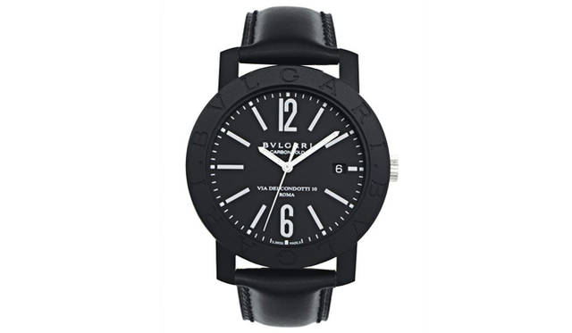 <strong>BVLGARI｜ブルガリ</strong> 自動巻き、SS＆カーボン製ケース×ブラックカーフレザーストラップ、23万9400円