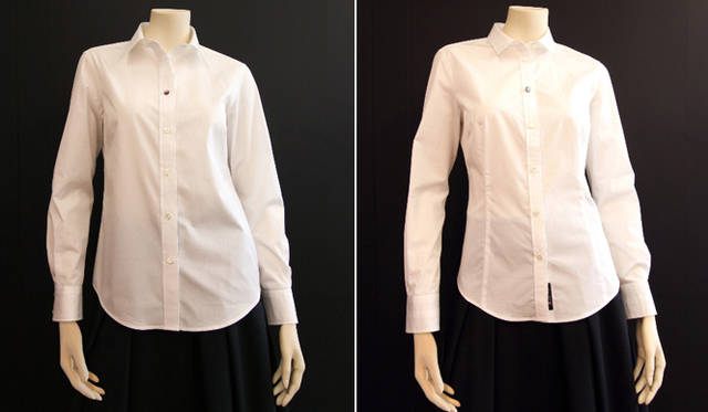 <strong>Paul Smith BLACK│ポール・スミス</strong>　初のカスタマイズドシャツ。クラシックな定番のものと、ウエストシェイプの2型。カフス裏のプリントを選ぶことができる。シャツ2万4150円（ポール・スミス ブラック／ポール・スミス ジャパン）