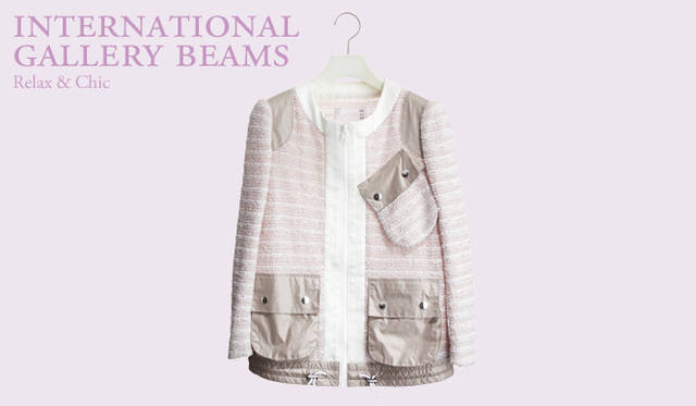 <strong>INTERNATIONAL GALLERY BEAMS｜インターナショナルギャラリー ビームス</strong>　ベージュピンクがチャーミングなジャケット。立体的につけられたポケットがデザインのポイントに。ジャケット　4万5150円（サカイ／インターナショナルギャラリー ビームス）