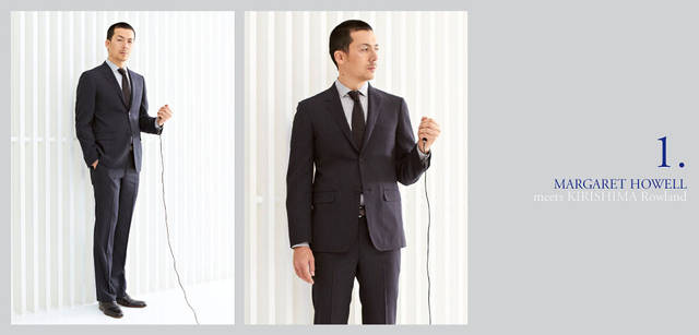 <strong>MARGARET HOWELL｜マーガレット・ハウエル</strong>　2011春夏メンズ セットアップコレクション<br>ジャケット8万4000円、シャツ2万7300円、ネクタイ1万3650円、トラウザーズ4万2000円、ベルト2万4150円、靴 参考商品（すべてマーガレット・ハウエル）