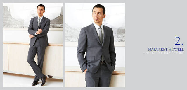 <strong>MARGARET HOWELL｜マーガレット・ハウエル</strong>　2011春夏メンズ セットアップコレクション<br>ジャケット8万4000円、シャツ2万7300円、ネクタイ1万3650円、トラウザーズ4万2000円、ベルト2万4150円、靴 参考商品（すべてマーガレット・ハウエル）