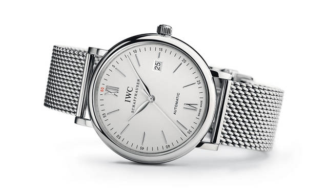 <strong>IWC｜アイダブリューシー</strong> ミラネーゼ・メッシュブレスも大きな魅力のひとつ。「ポートフィノ・オートマティック」47万7250円（予価）。発売時期未定。