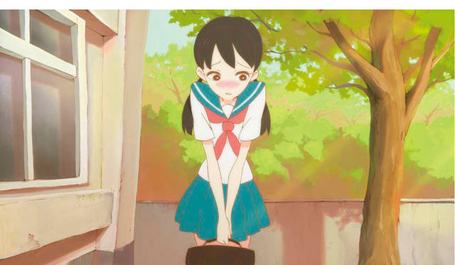 アニメーション部門　優秀賞｜「フミコの告白」（短編アニメーション） 石田 祐康<br />フミコは、想いを寄せるタカシに告白するが、あえなくフラレてしまう。泣き叫びながら走りだすフミコ。疾風のごとく、街中を突き抜け、急激な階段を転がり、崖から落下し、商店街の空を舞うフミコがたどり着いた所とは……。ユニークなアングル描写とスピード感溢れるアクションが展開する純情女子高生の決死の告白アニメーション（2分22秒）。　©石田祐康