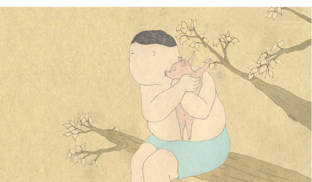 アニメーション部門　優秀賞｜「わからないブタ」（短編アニメーション）　和田 淳<br />家の前にブタがいる。その家には人間がいる。みんなブタのことを知っているし、ブタもみんなのことに気づいているが、それぞれどれくらいに、どんなふうに知っているかはわからない。お母さんもお父さんのことがわからない……。更半紙に0.3ミリ芯のシャープペンシルで作画。紙の質感と線の不均質さを活かすことで、独特の感覚を生み出している（10分10秒）。　©和田淳／東京藝術大学