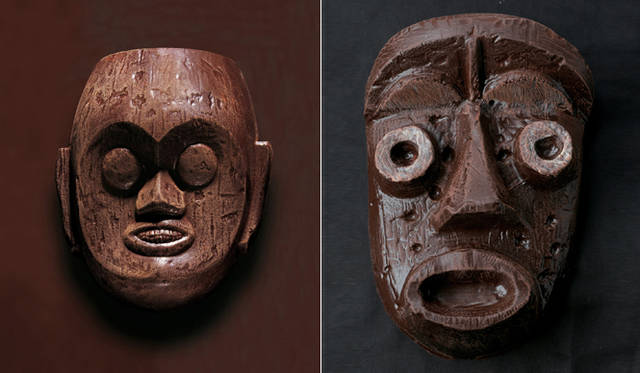 <strong>PIERRE HERMÉ PARIS｜ピエール・エルメ・パリ</strong>　ショコラ アート　プルミエ（ショコラオレ 1種／ショコラ ノワール3種）パリのアフリカ・オセアニア国立美術館所蔵の、古来より伝承される本物のお面を型取りして、誕生したショコラコレクション。計4種類／各8400円