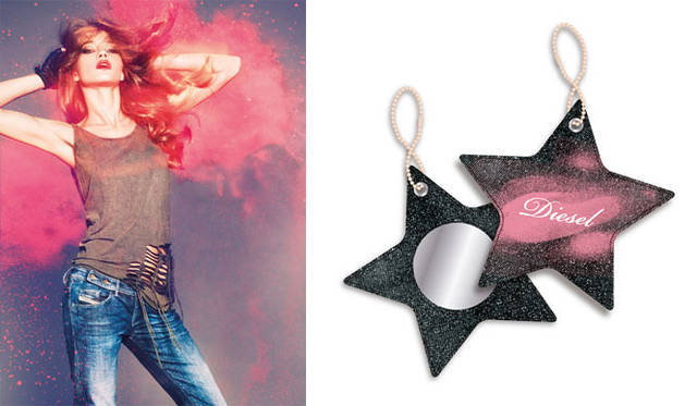 <strong>DIESEL｜ディーゼル</strong>　「2011春夏デニムキャンペーン」　レディースイメージビジュアルと、TRY ON GIFT FOR LADIES : POWDER MIRROR（※画像はイメージ）