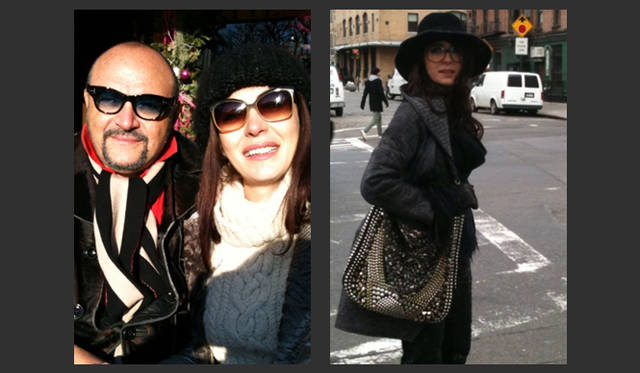 <strong>CATHERINE MALANDRINO｜キャサリン・マランドリーノのNEW YORK通信 vol.01</strong> 左／公私ともにパートナーであるバーナード・アイダンとのツーショット。右／最近お気に入りのバッグ「Presley」をもった、キャサリンの私服スナップ。