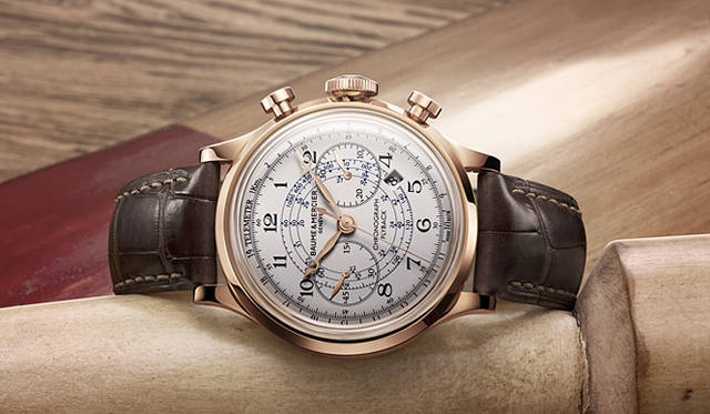 <strong>Baume & Mercier｜ボーム＆メルシエ</strong> ムーブメントはクロノグラフ機構で定評のあるラ・ジュウ・ペレ製。「ケープランド・フライバック・クロノグラフ」36万7500円（6月発売予定）