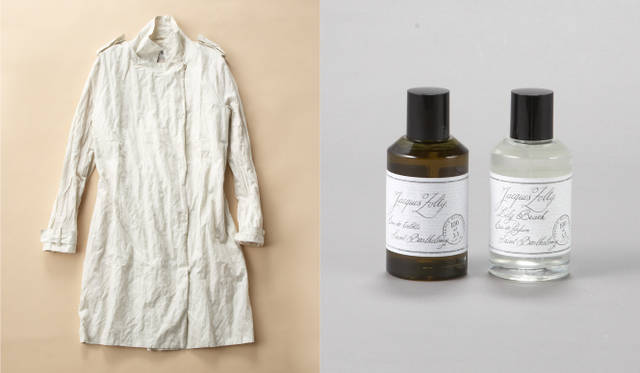 <strong>SUPER A MARKET｜スーパー エー マーケット</strong> 左／シャツドレス（ACNE）、右／オードトワレとオードパルファム（Jacques Zolty）
