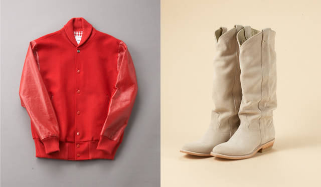<strong>SUPER A MARKET｜スーパー エー マーケット</strong> 左／ブルゾン（HOUSE OF BILLIAM）、右／ブーツ（Mariacchi）