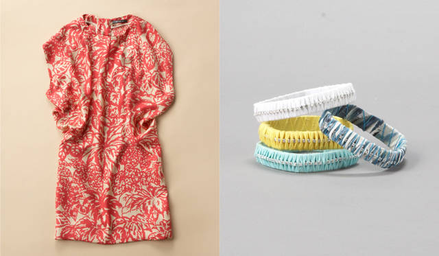 <strong>SUPER A MARKET｜スーパー エー マーケット</strong> 左／ワンピース（BALENCIAGA）、右／バングル（ALYSSA NORTON）