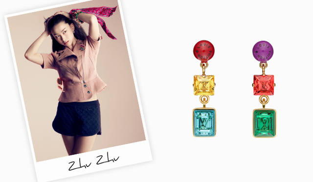 <strong>LOUIS VUITTON｜ルイ・ヴィトン</strong><br /><strong>Zhu Zhu｜ズー・ズー ＜Shaghai＞ TVアナウンサー</strong> 「ブックル ドレイユ・コスモポリタン」　ピアス 4万6200円（参考価格）（ルイ・ヴィトン） ※5月発売予定