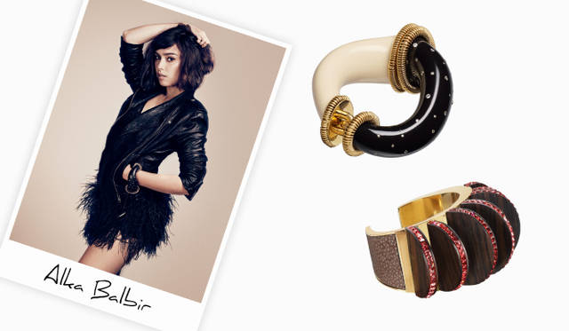 <strong>LOUIS VUITTON｜ルイ・ヴィトン</strong><br /><strong>Alka Balbir｜アルカ・バルビール ＜Paris＞ 歌手</strong> 右上／「マンシェット・サビッジ」ブレスレット 22万5750円、右下／「マンシェット・シノワズリ」ブレスレット 22万5750円（ともにルイ・ヴィトン） ※3月発売予定
