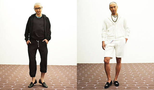 <strong>to ku ri｜トクリ</strong>　左／パイルフーディ、パイルパンツ、Tシャツ「beau temps」、右／フーディニット「MERRY ART UNION」、Tシャツ、スエットショーツ「beau temps」