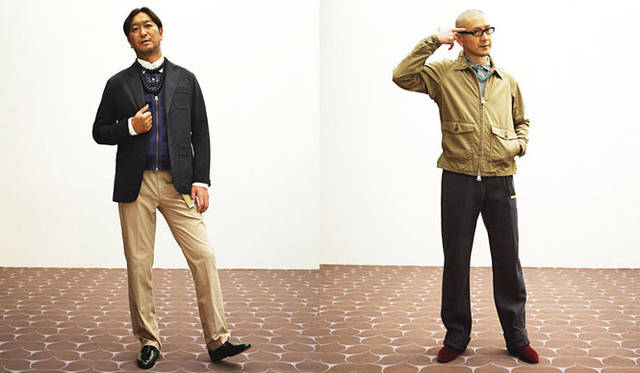 <strong>to ku ri｜トクリ</strong>　左／ジャケット、ベスト、シャツ、トラウザーズ「ONES STROKE」、右／ジャケット、シャツ、トラウザーズ「ONES STROKE」