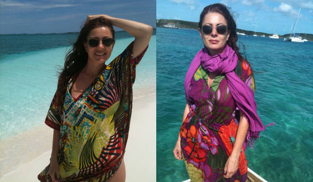 <strong>CATHERINE MALANDRINO｜キャサリン・マランドリーノのNEW YORK通信 vol.03</strong> バハマで撮ったビーチスタイル。ビーチではカラフルで元気がでるような色をチョイス。 