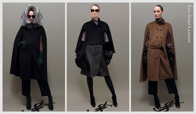 <strong>2011年秋冬プレコレクション Chapter.02｜キーアイテム“アウター”トレンドをチェック</strong><br />秋冬シーズンのスタイリングの要を担うのがアウターの存在。来季はビックシルエットのコートやジャケット、メンズライクなデザインに注目したい。　Yves Saint Laurent（イヴ・サンローラン）