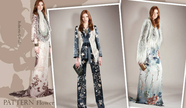 <strong>Chapter.03｜1点投入でシーズン感を演出！　トレンドカラー＆パターン</strong><br />印象画のような繊細な染色、華やかなフラワーモチーフ、エッジィなジオメトリックなど、印象的なパターンをもちいたアイテムが目立った。手軽にトレンド感を演出してくれるトレンドパターンを上手に取り入れ、今年らしいスタイルをまといたい。<br />Roberto Cavalli（ロベルト カヴァリ）
