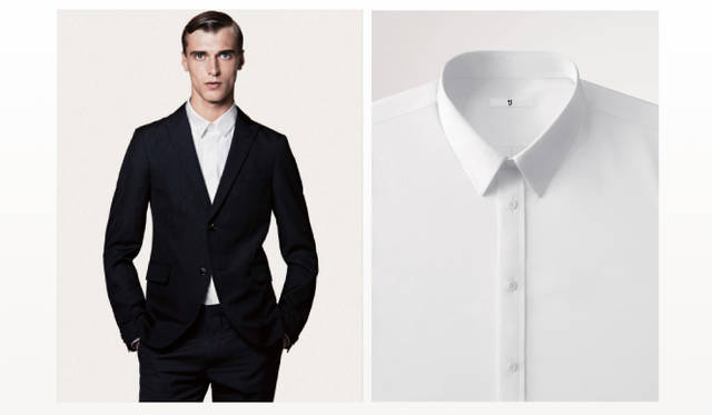 <strong>UNIQLO +J｜ユニクロ プラスジェイ</strong>  左／ジャケット 1万7900円、シャツ 3990円、パンツ 6990円（すべて+J／ユニクロ 一部店舗とオンラインで販売）、右／シャツ 3990円（+J／ユニクロ）