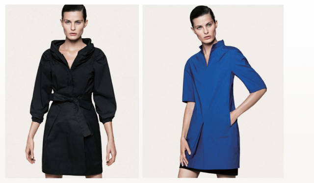 <strong>UNIQLO +J｜ユニクロ プラスジェイ</strong> 左／パーカ 9990円、右／コクーンドレス 9990円（ともに+J／ユニクロ 一部店舗とオンラインで販売）