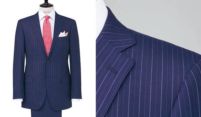 <strong>united arrows green label relaxing｜グリーンレーベル リラクシング</strong>　「REDA×グリーンレーベル リラクシング」のエクスクルーシブ「VALLEMOSSO」シリーズ<br>左／ジャケット2万7300円、トラウザーズ1万2600円、シャツ6930円、タイ7980円（すべてグリーンレーベル リラクシング）、右／肩の延長線上から首へ自然につながり美しい弧を描く「のぼり」。上衿が首にそってのぼっていると、着用時に重さを感じない。