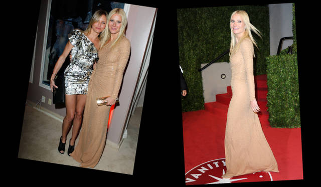 <strong>第83回アカデミー賞 リポート！</strong>　Cameron Diaz , Gwyneth Paltrow｜キャメロン・ディアス、グウィネス・パルトロウ　 『ヴァニティフェア』主催のオスカーパーティにて、ミニドレスを纏ったキャメロン、マキシ丈のドレスを選んだグウィネス・パルトロウ。ふたりはそれぞれ、ジミー チュウのシューズとクラッチバッグをセレクト。グウィネスが着けたダイヤモンドスタッドイヤリングは、20カラットのクッションカットダイヤモンドが使われているというゴージャスなもの！ ©Gettyimages.com