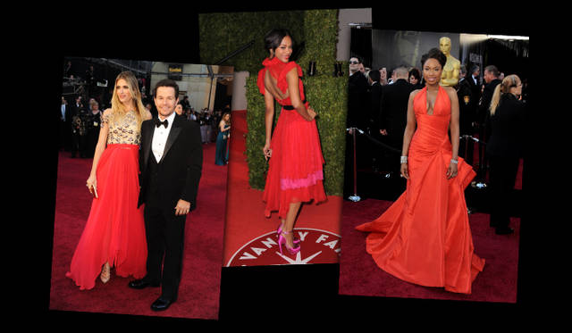 <strong>第83回アカデミー賞 リポート！</strong>　Mark Wahlberg , Zoe Saldana , Jennifer Hudson｜マーク・ウォールバーグ、ゾーイ、サルダナ、ジェニファー・ハドソン　 左／マーク・ウォールバーグはジミー・チュウのドレスシューズを着用。夫人のドレスとも相性抜群。中／ゾーイ・サルダナは真っ赤なドレスにサルヴァトーレ フェラガモのシューズを履いて。右／ジェニファー・ハドソンはヴェルサーチのドレス。プラチナジュエリーは“Neil Lane”のもの。©StarTraksPhoto.com ©Gettyimages ©Gettyimages.com
