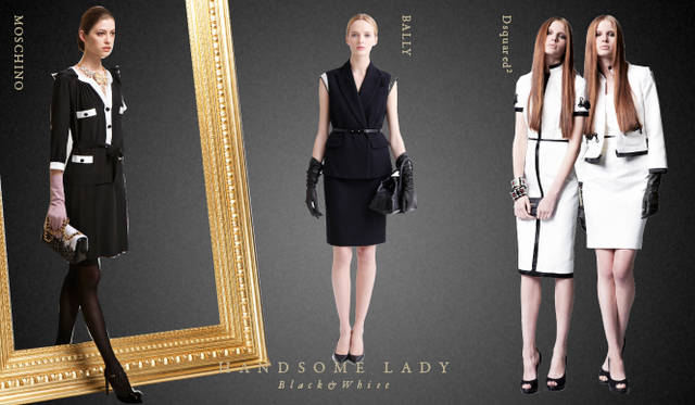 <strong>Chapter.05｜ハンサムレディ</strong>　カジュアルなリラックススタイルとおなじく注目したいのが膝下丈のスカートやボリュームのあるトラウザーズ、マニッシュなクロップトパンツやセットアップでつくるハンサムなレディスタイル。<br />左から MOSCHINO（モスキーノ）、BALLY（バリー）、Dsquared²（ディースクエアード）