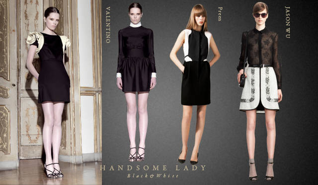 <strong>Chapter.05｜ハンサムレディ</strong>　カジュアルなリラックススタイルとおなじく注目したいのが膝下丈のスカートやボリュームのあるトラウザーズ、マニッシュなクロップトパンツやセットアップでつくるハンサムなレディスタイル。<br />左から VALENTINO（ヴァレンティノ）、Preen（プリーン）、JASON WU（ジェイソン ウー）