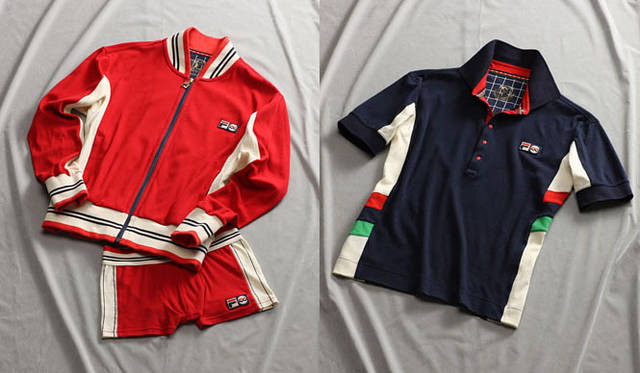 <strong>FILA｜フィラ</strong>　Men’s｜左／ブランドアイコンアイテムの「ビヨン・ボルグジャケット」と、FILAのスタートでもあるニット工房で生産していたアンダーウェアのセット。Full Zip Jacket with Under Wear (T8112490) 1万6800円、右／100周年のテーマカラーであるレッド/グリーン/ネイビーラインをアクセントにしたポロ。Polo Shirt (T8111091) 1万1550円