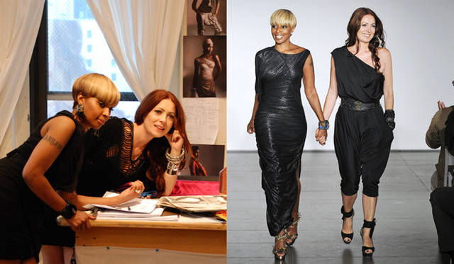 <strong>CATHERINE MALANDRINO｜キャサリン・マランドリーノのNEW YORK通信 vol.07</strong> R&Bシンガーであるメアリー・J・ブライジと。左／非営利団体FFAWNのチャリティに向けて、アトリエで打ち合わせ。右／FFAWN主催のチャリティコレクションでは、ショーの最後にふたりで手をつないで登場。