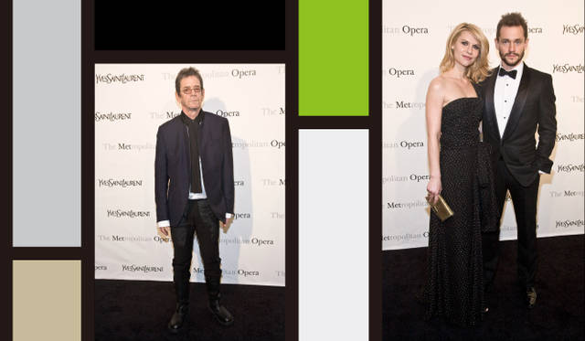 <strong>YVES SAINT LAURENT｜イヴ・サンローラン</strong> 左／ルー・リード（ミュージシャン）、右／クレア・デインズ（女優）とヒュー・ダンシー（俳優）　　Images credit : Zandy Mangold/KillDisco Design 