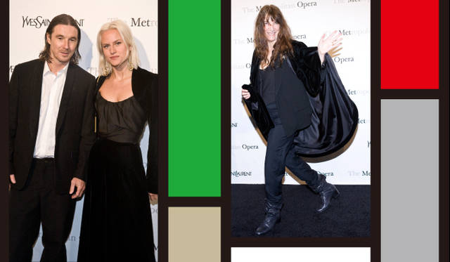 <strong>YVES SAINT LAURENT｜イヴ・サンローラン</strong> 左／ネヴィル・ウエイクフィールドとオリンピア・スケアリー、右／パティ・スミス（ミュージシャン）　　Images credit : Zandy Mangold/KillDisco Design 