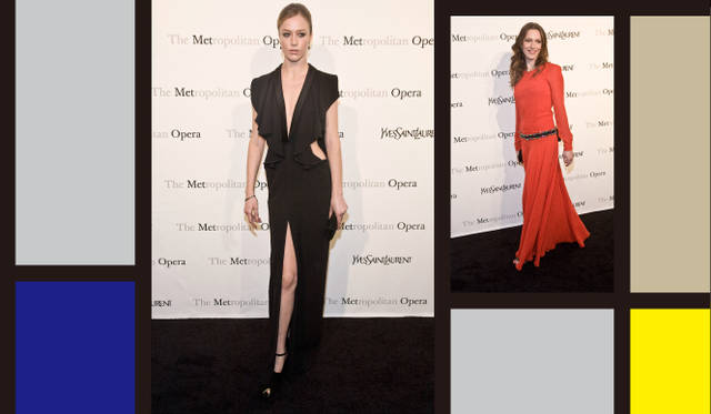 <strong>YVES SAINT LAURENT｜イヴ・サンローラン</strong> 左／ラケル・ジマーマン（モデル）、右／レベッカ・ホール（女優）　　Images credit : Zandy Mangold/KillDisco Design 