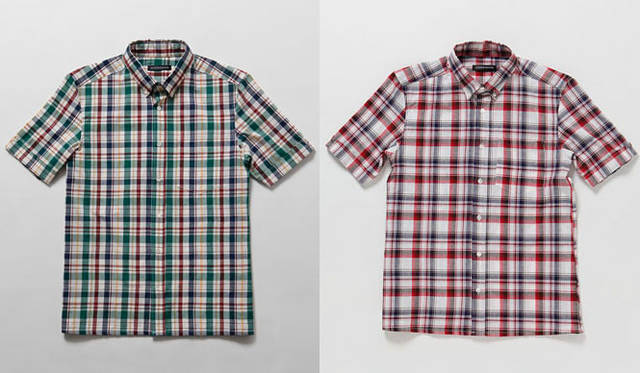 <strong>TOYO KITCHEN｜トーヨーキッチン</strong>　「WHEREABOUTS」　インド東南部の港町マドラスを発祥にしたチェック。グリーンやイエロー、オレンジといった強烈な色合いを基調にした生地を使用。マドラスチェックボタンダウンシャツ各1万3650円