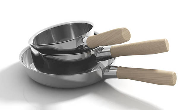 <strong>ALESSI｜The“Shiba”Series｜NAOTO FUKASAWA</strong>　「SAUCEPAN」3層構造ソースパン、「FRYING PAN」3層構造フライパン