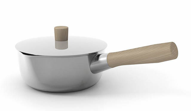 <strong>ALESSI｜The“Shiba”Series｜NAOTO FUKASAWA</strong>　「SAUCEPAN」3層構造ソースパン（断熱2層構造 フタつき18cm）把手｜木製 価格｜2万4150円