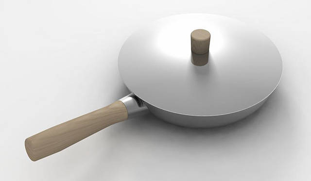 <strong>ALESSI｜The“Shiba”Series｜NAOTO FUKASAWA</strong>　「FRYING PAN」3層構造フライパン（断熱2層構造 フタつき24cm）把手｜木製 価格｜2万7300円