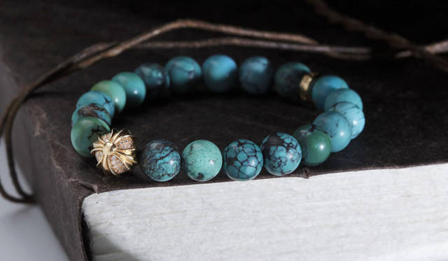 <strong>CHROME HEARTS｜クロムハーツ</strong>　ターコイズ×22Kwithダイア（BEAD 8MM）44万7300円