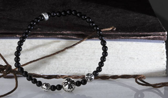 <strong>CHROME HEARTS｜クロムハーツ</strong>　ブラックコーラル×シルバー（BEAD 4MM）4万3050円