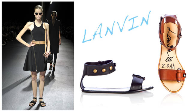 <strong>LANVIN｜ランバン</strong>　サンダル 各7万7700円（ランバン／ランバン ジャパン）　Tel. 03-3289-2782