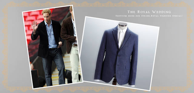 <strong>PRINGLE OF SCOTLAND｜プリングル オブ スコットランド</strong>　ウォッシュデニムのような味のある100％リネン素材のジャケットは、ラペルと袖口にほどこされた黒のトリミングでシャープな印象に。夏のフォーマルにもお薦めだ。　ジャケット 9万7650円（参考価格）、プリーツシャツ3万1500円（以上プリングル オブ スコットランド／アオイ）　　　© Rex Features/アフロ