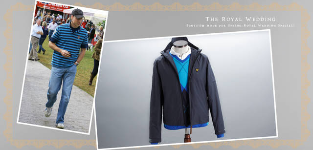 <strong>LYLE&SCOTT｜ライル＆スコット</strong>　ブルーが上品なアーガイル柄のニットをインナーに使うだけで、全体的に華やかな印象に。　ラウンドカラーのポロシャツ 1万2600円、コットン製のＶネックのニット 2万1600円（ライル＆スコット　クラブ／キューブ）、ナイロン×コットンのパーカー 1万7800円（ライル＆スコット　ヴィンテージ／キューブ）　　　© Rex Features/アフロ