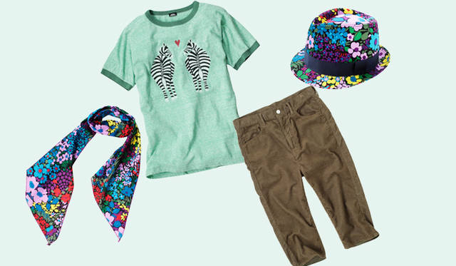 <strong>BOHEMIANS｜ボヘミアンズ</strong>　ゼブラプリントのTシャツをポイントに、ナチュラルな配色・組み合わせを意識したコーディネイトは足もとをサンダルにすることでリゾート感のある仕上がりに。