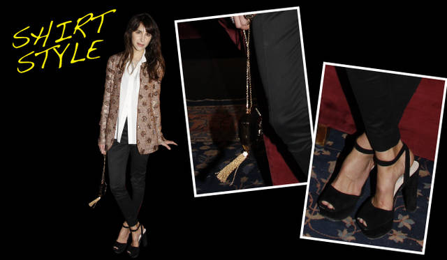 <strong>セレブリティスナップから読み解くリアルトレンド！</strong>　ルイ・ヴィトンのコレクション会場で見つけた、スタイリストかつファッションコンサルタントでもあるキャロリーヌ・シーバー。シンプルな白シャツの上に、ボックスシルエットのジャケットを羽織って、メンズライクな着こなしに。ボトムスはスーパースキニーなパンツでまとめたのもポイント。　Copyrights Louis Vuitton/Bertrand Rindoff Petroff-Mazen Saggar