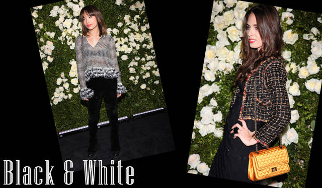 <strong>特集｜セレブリティの最新ドレススタイルをチェック！</strong>　<strong>（左）</strong>「シャネル」が主宰するトライベッカ・フィルム・フェスティバルに登場したミュージシャンのレニー・クラヴィッツの娘 Zoe Kravitz（ゾーイ・クラヴィッツ）は、裾にオーストリッチのフェザーをあしらった「シャネル」のシフォンシャツを彼女らしくパンクに着こなした。　<strong>（右）</strong>おなじくヤングセレブリティとして注目を集める米作家 Paul Auster（ポール・オースター）の娘で歌手のSophie Auster.（ソフィー・オースター）は、「シャネル」のアイコンであるツイードのジャケットと、鮮やかなイエローのサテンの「2.55」バッグをコーディネイト。ジャケットのトリミングやバックの鮮やかなイエローが挿し色として効いている。　©FREE OF RIGHTS courtesy of Billy Farrell Agency