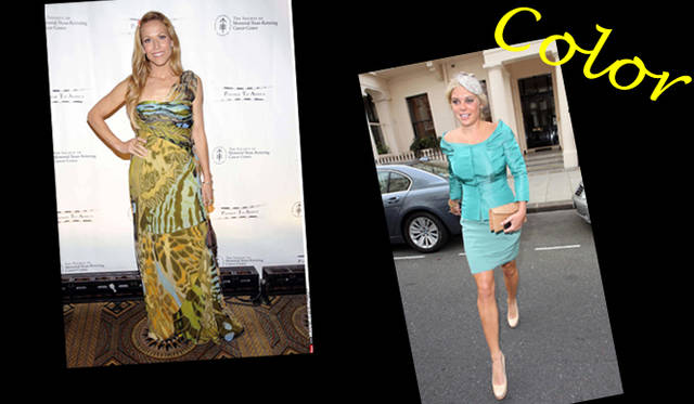 　<strong>（左）</strong>「the Society of Memorial Sloan-Kettering Cancer Center’s 2011 Spring Ball」に出席したSheryl Crow（シェリル・クロウ）はこの日、あらゆるパターンをパッチワークした「アルベルタ フェレッティ」の個性的なドレスをセレクト。　<strong>（右）</strong>ロイヤルウェディングに参列したヘンリー王子の元恋人とされるChelsy Davy（チェルシー・デイビー）は「アルベルタ フェレッティ」のセットアップで登場。ビビットなカラーだが小物の色を統一して上品に着こなしている。