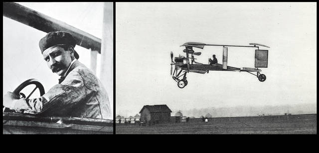 <strong>Breguet｜ブレゲ</strong>　5代目となるルイ-シャルル・ブレゲ（写真左）が、1909年に完成させた複葉機「ブレゲI」。